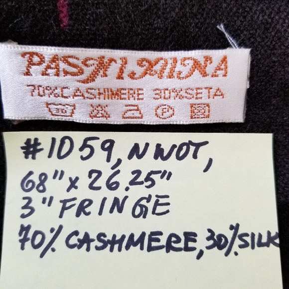 #1059 Cashmere Silk Beige Brown Pashmina Shawl - Picture 2 of 11